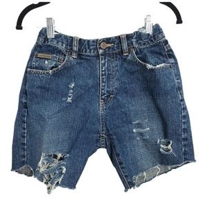 Calvin Klein Shorts Vtg 90s Distressed Destroyed Busted Jean Denim Bermudas Sz 4
